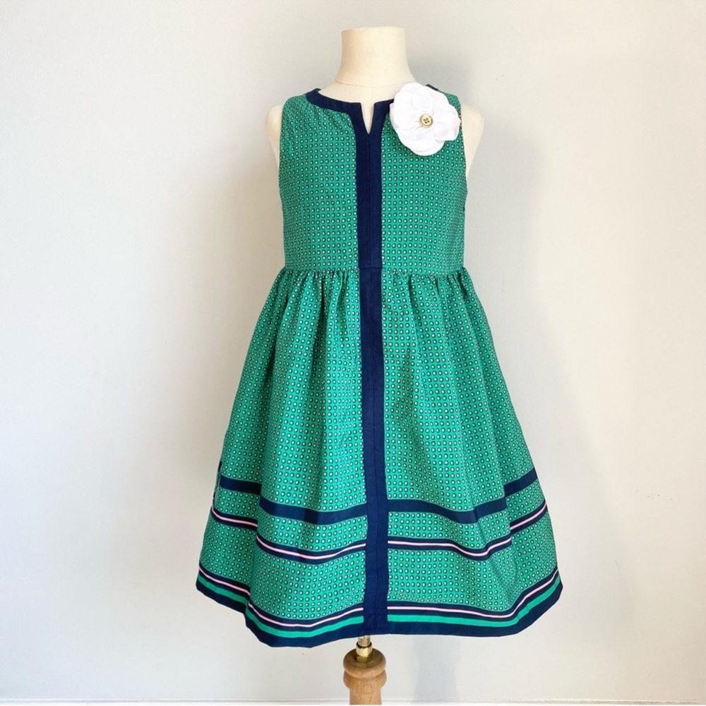 NWOT JANIE & JACK Courtside Prep Collection Green Blue Dots Sleeveless Dress